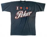 T-Shirt unisex mit Print - I like Poker - 09278 dunkelblau - Gr. S