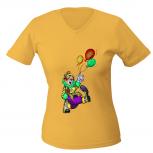 Girly-Shirt Karneval Fasching Print - Clown mit Luftballons  - 09597/1 Gr. S gelb