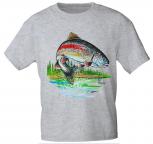 T-Shirt unisex mit Print - Forelle - 09818 graumeliert - Gr. S