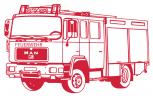 Aufkleber Wandapplikation - Feuerwehrauto Feuerwehrwagen - AP1008 rot / 70cm