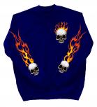 Sweatshirt mit Print - Totenkopf Fire - 10112 - versch. farben zur Wahl - blau / 3XL