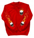 Sweatshirt mit Print - Totenkopf Fire - 10112 - versch. farben zur Wahl - rot / 3XL