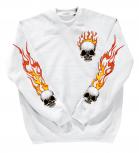 Sweatshirt mit Print - Totenkopf Fire - 10112 - versch. farben zur Wahl - weiß / XXL