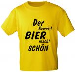 T-Shirt unisex mit Print - Bier macht schön - 10132 gelb - Gr. S