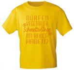T-Shirt mit Print - Dürfen Vegetarier... - 10221 - gelb - Gr. S