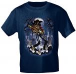 T-Shirt mit Print - Ghost Gitarre Skull Bones - 10243 dunkelblau Gr. S