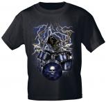 T-Shirt mit Print Schlagzeuger Skelett 10244 anthrazitgrau Gr. S-3XL