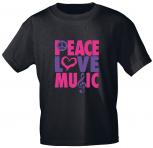 T-Shirt unisex mit Print - Peace  Love Music - 10253 schwarz - Gr. XL