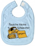 Baby-Lätzchen mit Druckmotiv  - Tausche kleine Schwester... - 07024 - hellblau