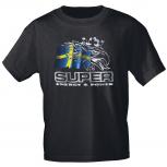 T-Shirt mit Print - Trucker - Schwedenflagge Super Energy & Power - 10442 schwarz Gr. S