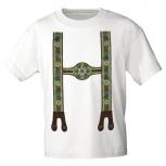 T-Shirt mit Print - Lederhose Hosenträger Blumen Edelweiß - 10640 Gr. weiß / 3XL