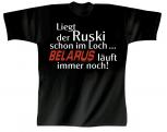 T-Shirt mit Print - Liegt der Ruski ... Belarus ... - 10643 schwarz - Gr. XL
