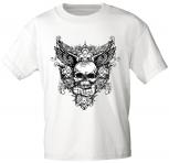 T-Shirt mit Print Totenkopf Skull Reckless 10834 weiß Gr. M
