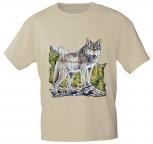 T-Shirt mit Print - Wolf - 10846 - versch. Farben zur Wahl - Gr. S-2XL natur / XL