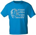 T-Shirt mit Print - Hauptgrund für Stress ist der tägliche Kontakt mit Idioten - 10880 Blau Gr. 3XL