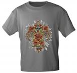 T-Shirt mit Print - Fantasy Rose - 10891 - versch. Farben zur Wahl - grau / XL