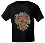 T-Shirt mit Print - Fantasy Rose - 10891 - versch. Farben zur Wahl - schwarz / XL