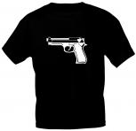 T-Shirt mit Print - Pistole - 12969 - versch. Farben zur Wahl - Gr. S-2XL schwarz / XXL