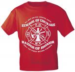 T-Shirt mit Vorder- und Rückenprint - Feuerwehr Symbol - 09856 rot - Gr. S-XXL