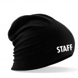 Longbeanie Slouch-Beanie Sommerbeanie mit Textildruck - STAFF - SB55003 schwarz