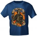 T-Shirt mit Print - Firefighter American Hero - 10587 blau - Gr. S-XXL