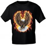 T-Shirt Print | Feuerwehr Adler in Flammen | Gr. S-XXL |10590 schwarz / S
