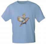 Kinder T-Shirt mit Print Elfchen auf Vogel 12442 Gr. hellblau / 110/116