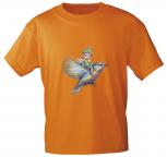Kinder T-Shirt mit Print Elfchen auf Vogel 12442 Gr. Orange / 110/116