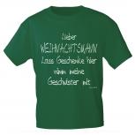Kinder T-Shirt Lieber Weihnachtsmann..Geschenke..nimm Geschwister mit 12708/1 grün Gr. 110/116