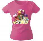 Kinder Girly-Shirt mit Print - 3 Clowns - 12764 Gr. rosa / 7-8 Jahre