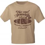 T-Shirt mit Print - ..Glück anfassen.. Schäferhund gestreichelt - 12886 beige Gr. S