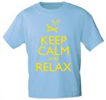 T-Shirt mit Print - Keep calm and Relax - 12906 - versch. Farben zur Wahl - hellblau / XL
