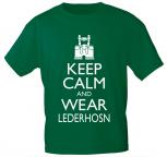 T-Shirt mit Print - Keep calm and wear Lederhosen - 12907 - versch. Farben zur Wahl - schwarz / M