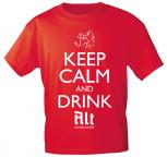 T-Shirt mit Print - Keep calm and drink Alt - Düsseldorf - 12911 - versch. Farben zur Wahl - rot / XL