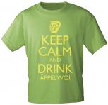 T-Shirt mit Print - Keep calm and drink Äppelwoi - 12912 - versch. Farben zur Wahl - Gr. S-2XL grün / S