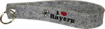 Filz-Schlüsselanhänger mit Stick I love Bayern Gr. ca. 19x3cm 14012 grau