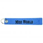 Filz-Schlüsselanhänger mit Stick Miss World Gr. ca. 17x3cm 14208 blau