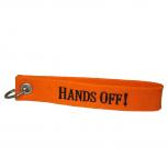 Filz-Schlüsselanhänger mit Stick Hands off Gr. ca. 17x3cm 14291 orange
