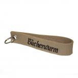 Filz-Schlüsselanhänger mit Stick Bücherwurm Gr. ca. 17x3cm 14419 beige