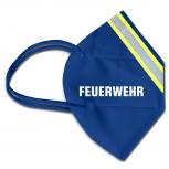 1 FFP2 Maske in Blau mit fluoreszierenden Streifen und Print - FEUERWEHR - 15382