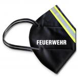 1 FFP2 Maske in Schwarz mit fluoreszierenden Streifen - FEUERWEHR - 15383