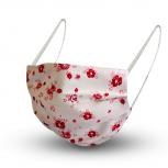 Design Maske aus Baumwolle mit zertifiziertem Innenvlies - Floral Mille Fleur Rot - 15561 + Gratiszugabe