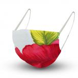 Baumwollmaske mit zertifiziertem Innenvlies - Floral Blume Rot-Gelb-Weiß - 15578 + Gratiszugabe