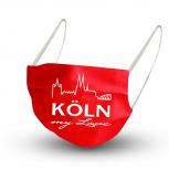 Design Maske in ROT aus Baumwolle mit zertifiziertem Innenvlies - Skyline Köln My Love - 15618 + Gratiszugabe