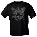 T-Shirt mit Steinen Strasssteinen Glitzer | Tiger Katze Raubtier | 15721 | Gr. S-3XL