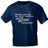 T-Shirt mit Print - ..Schiff versenken um die Ratten loszuwerden - 15724 dunkelblau Gr. L
