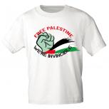 T-Shirt mit Print - Free Palestine We´re Invincible - 15778 weiß Gr. S-2XL
