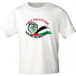 T-Shirt mit Print - Free Palestine We´re Invincible - 15778 weiß Gr. S