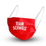 Baumwollmaske in ROT mit zertifiziertem Innenvlies - TEAM SCHWEIZ - 15783 + Gratiszugabe