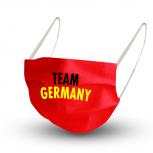 Design Maske in ROT aus Baumwolle mit zertifiziertem Innenvlies - TEAM GERMANY - 15793 + Gratiszugabe